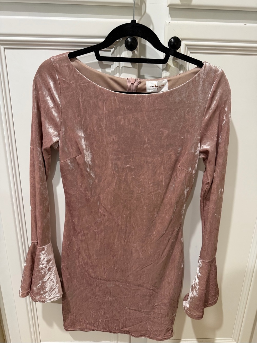 Velvet Long Sleeve Dress - Dusty Rose